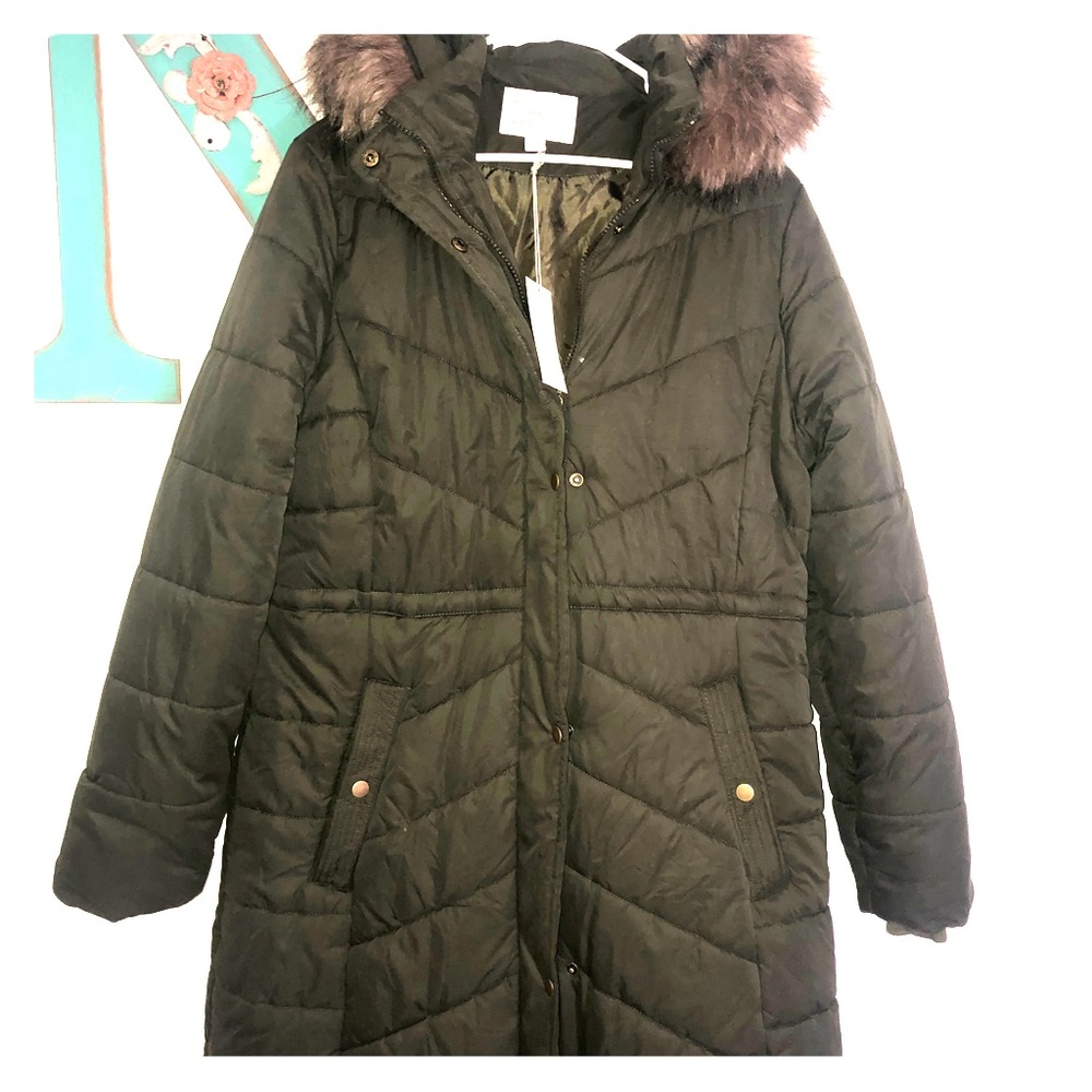 Oversized fur hooded coat